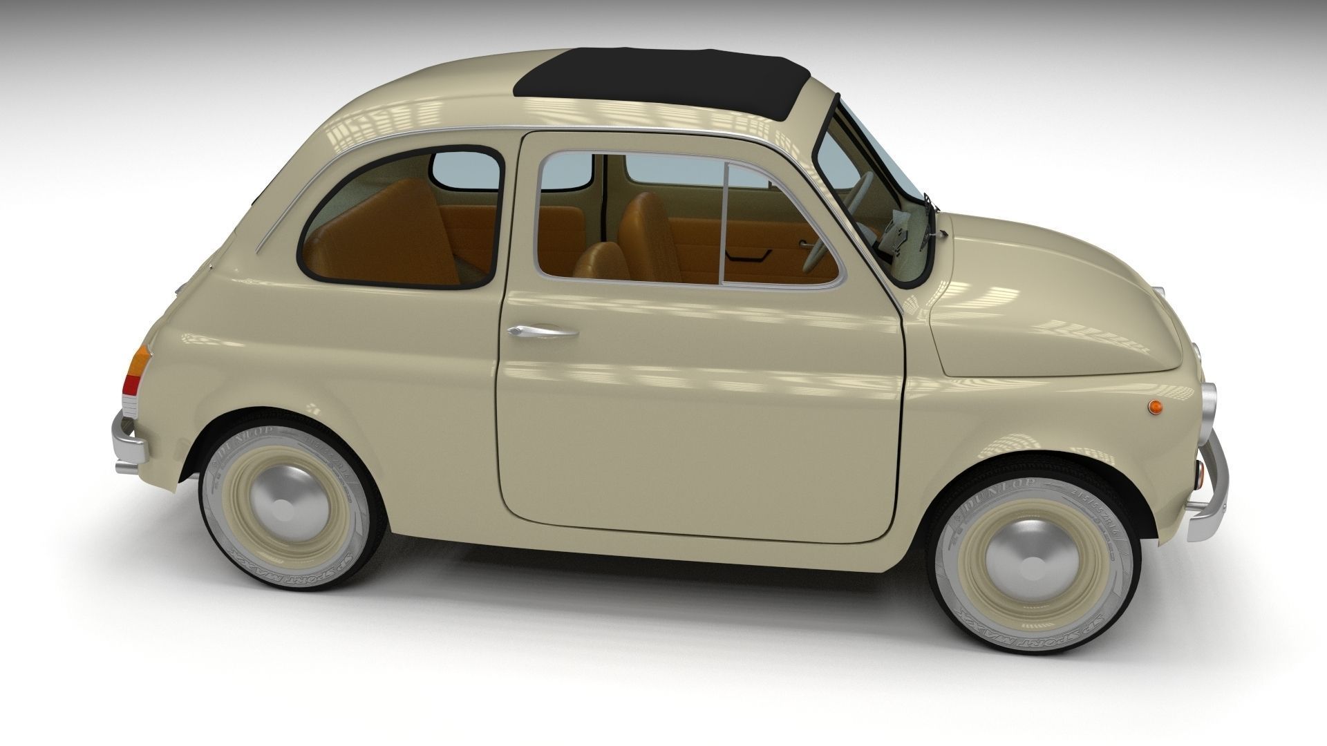 Fiat 500D Nuova 1960 Low-poly 3D model_11