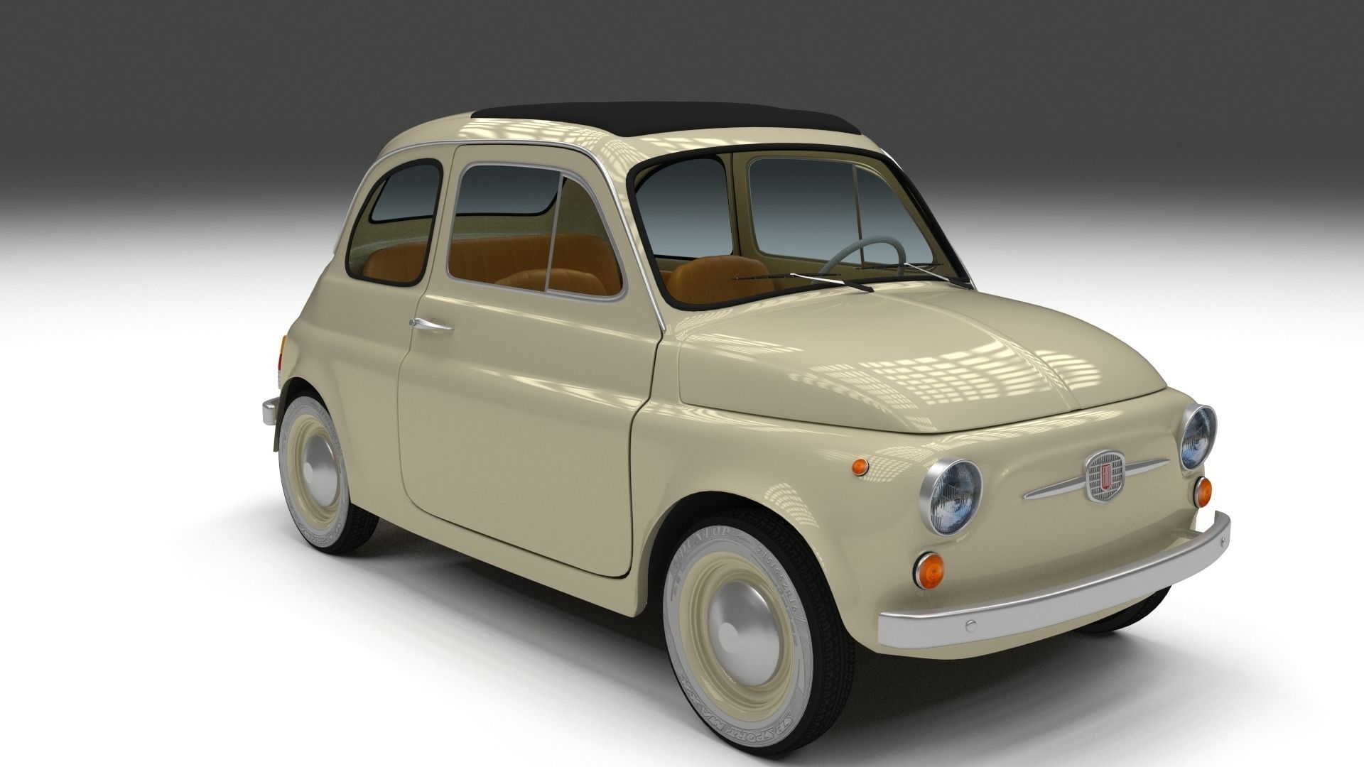 Fiat 500D Nuova 1960 Low-poly 3D model_3