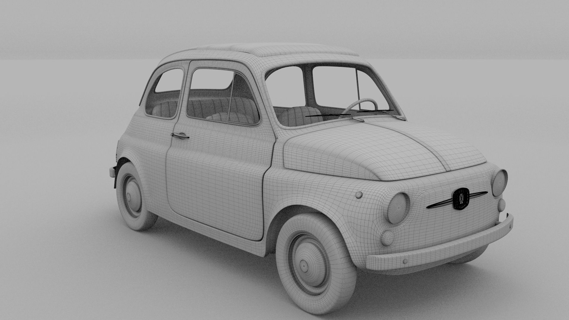 Fiat 500D Nuova 1960 Low-poly 3D model_19