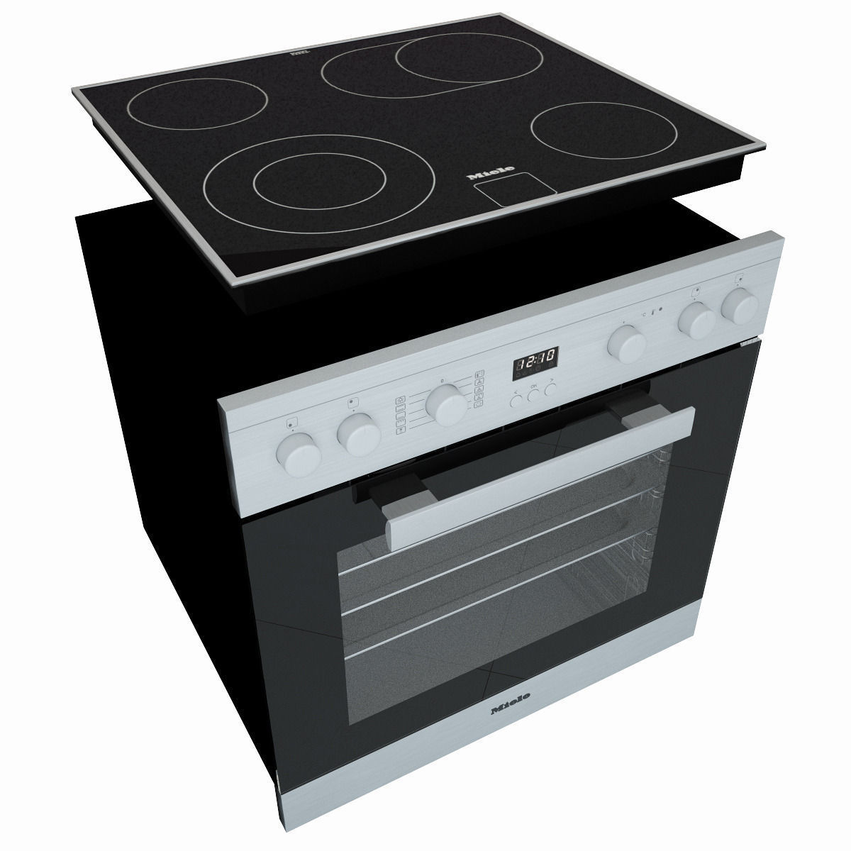 Miele H2261 Oven Miele KM6012 Electric Cooking Panel 3D model_2