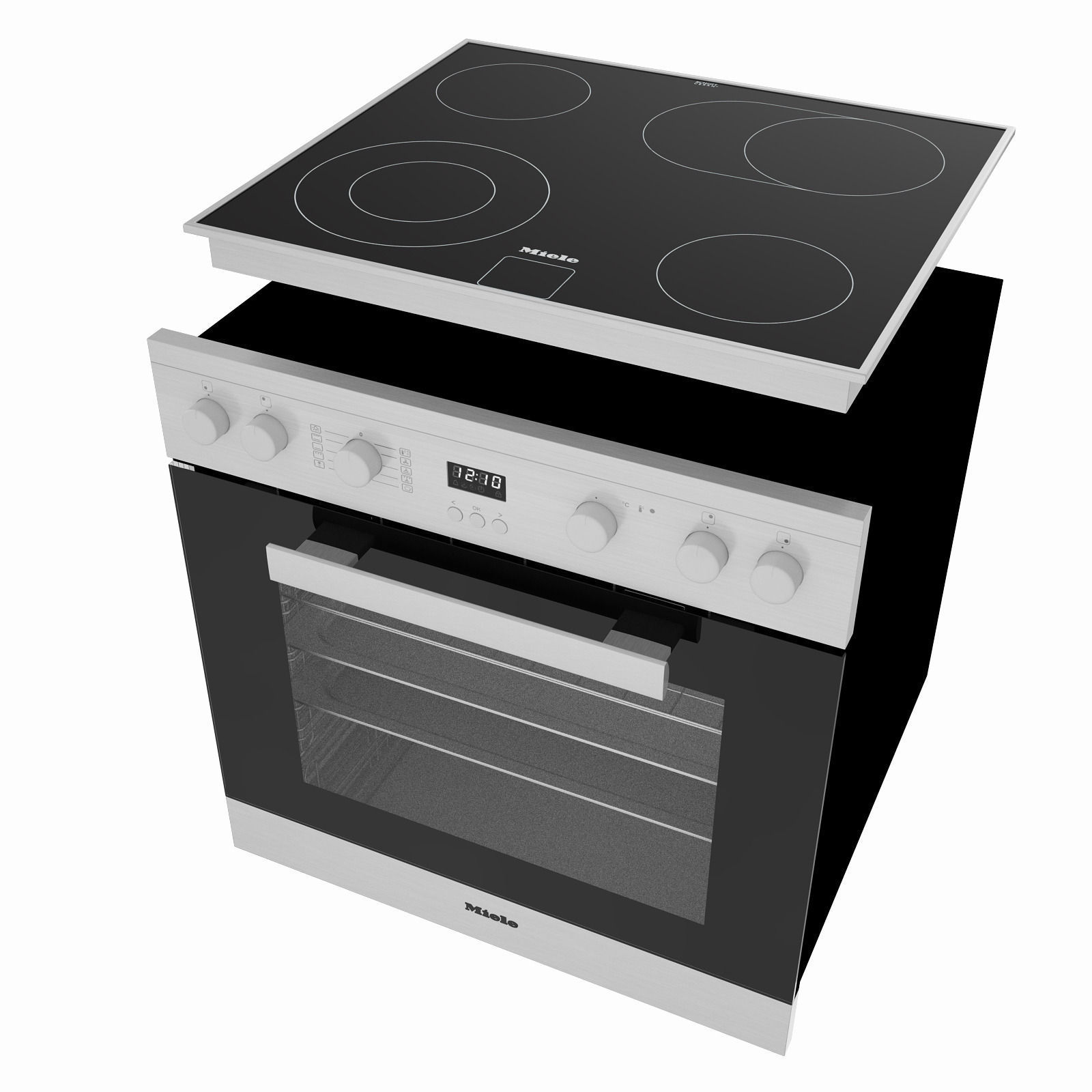 Miele H2261 Oven Miele KM6012 Electric Cooking Panel 3D model_3