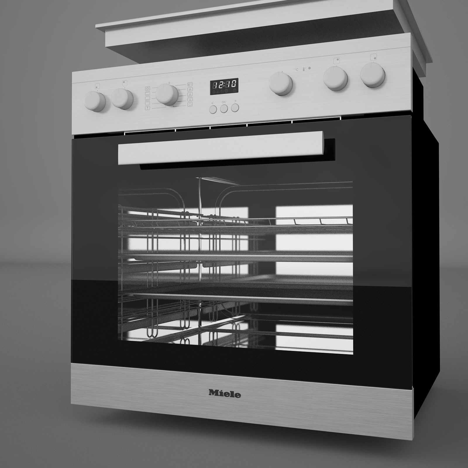 Miele H2261 Oven Miele KM6012 Electric Cooking Panel 3D model_1