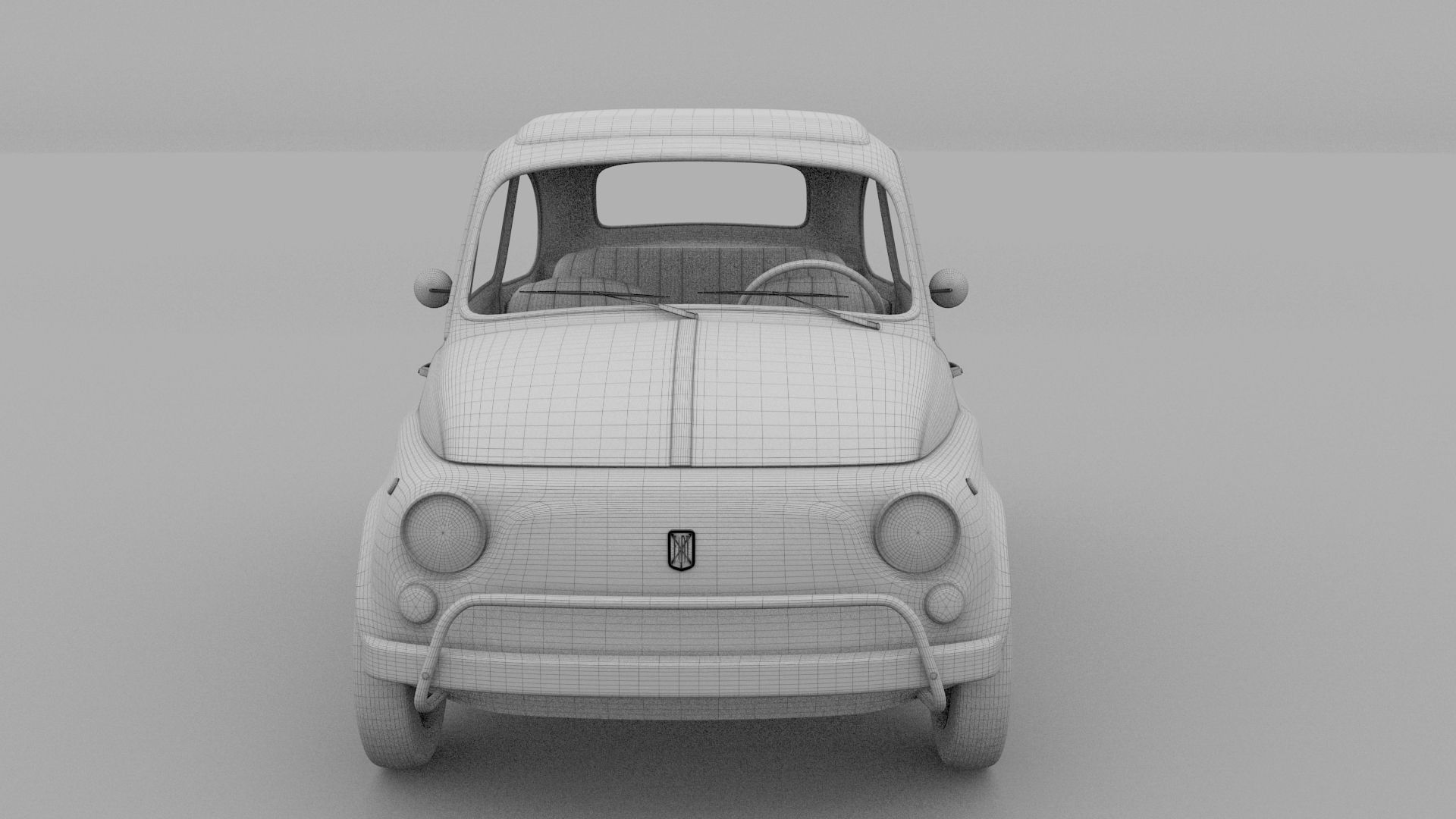 Fiat 500 Nuova Sport 1958 Low-poly 3D model_14