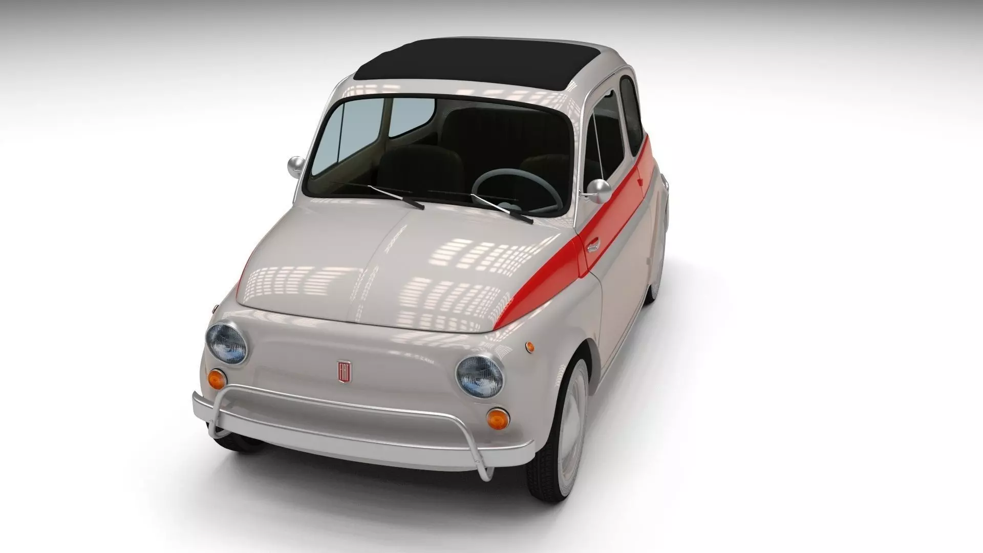 Fiat 500 Nuova Sport 1958 Low-poly 3D model_0