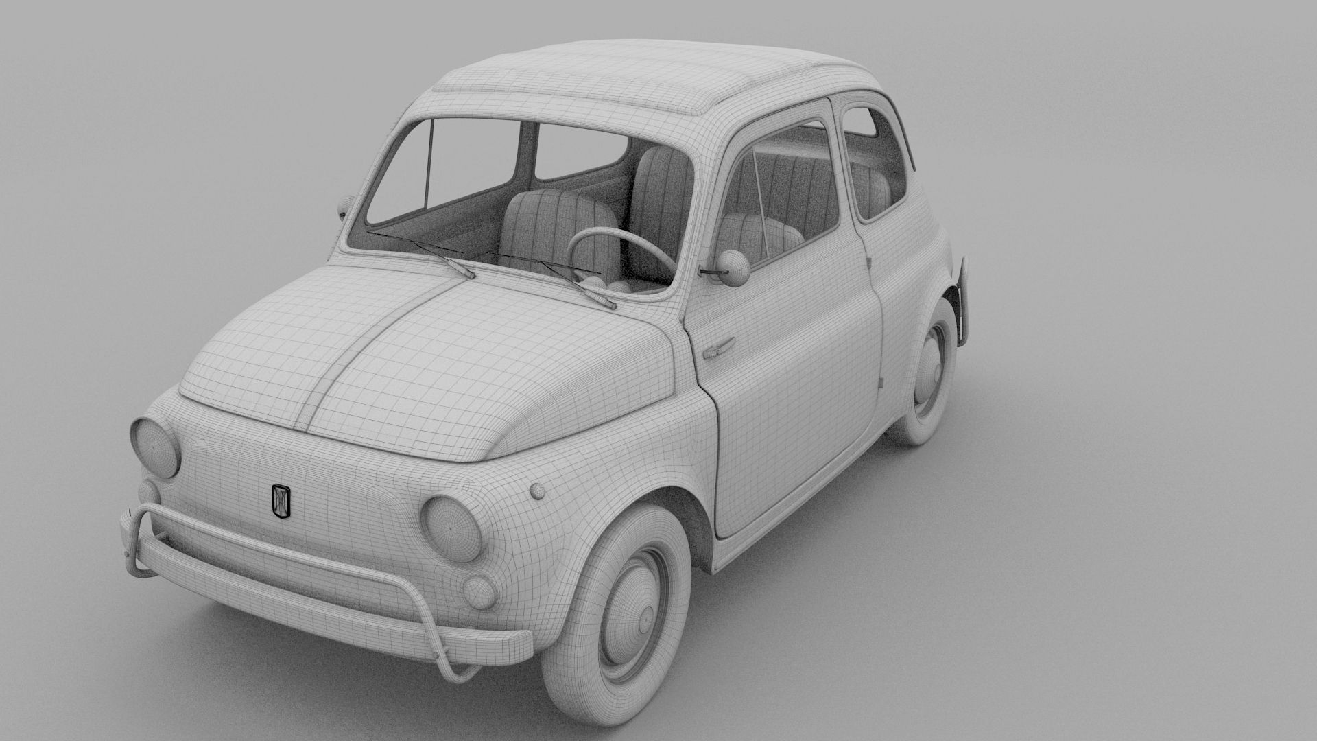 Fiat 500 Nuova Sport 1958 Low-poly 3D model_20