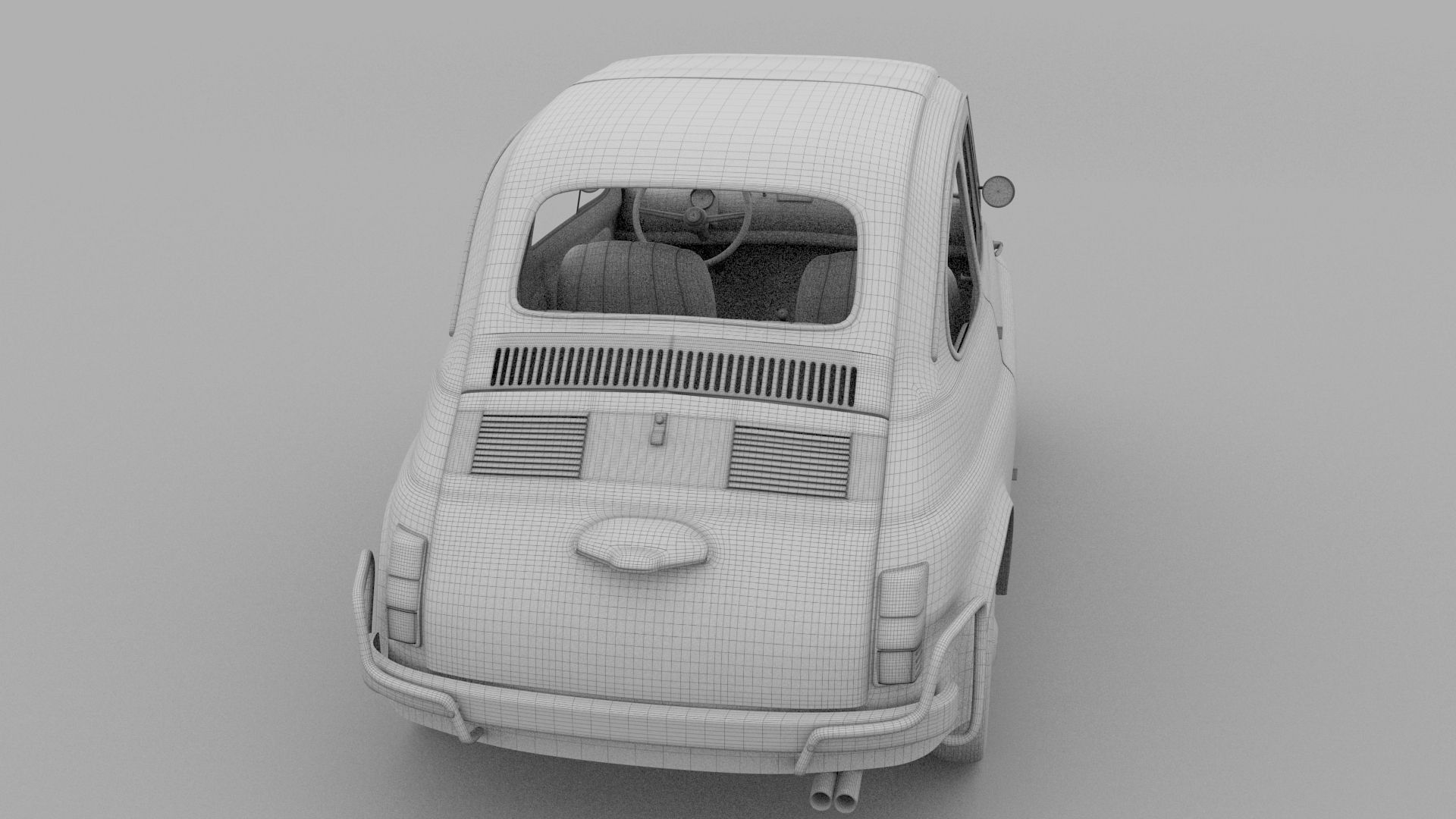 Fiat 500 Nuova Sport 1958 Low-poly 3D model_31