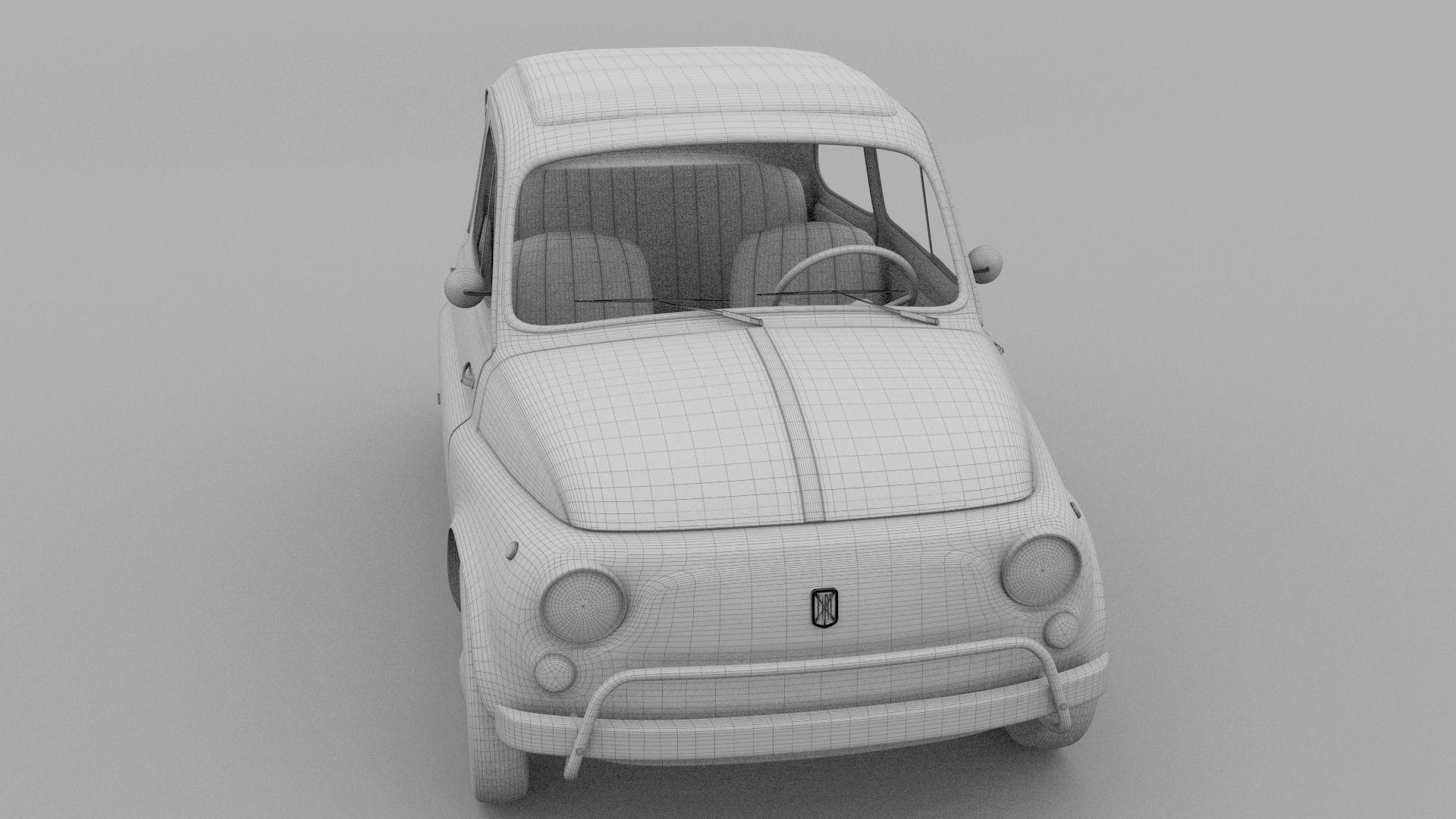 Fiat 500 Nuova Sport 1958 Low-poly 3D model_17