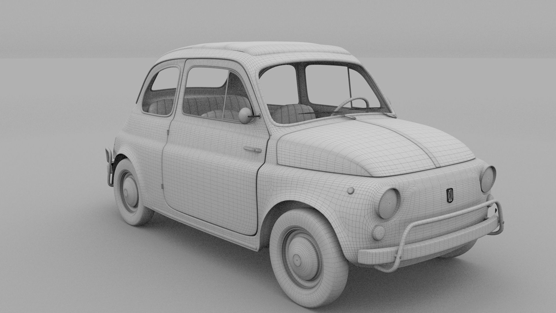 Fiat 500 Nuova Sport 1958 Low-poly 3D model_15
