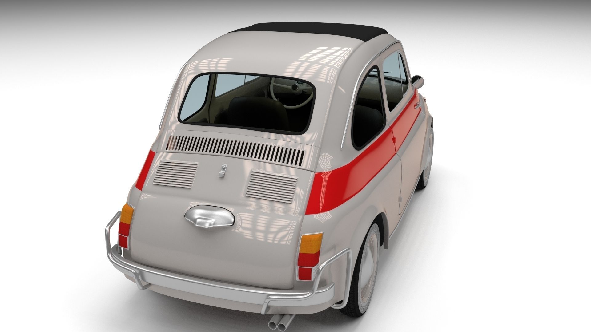 Fiat 500 Nuova Sport 1958 Low-poly 3D model_11
