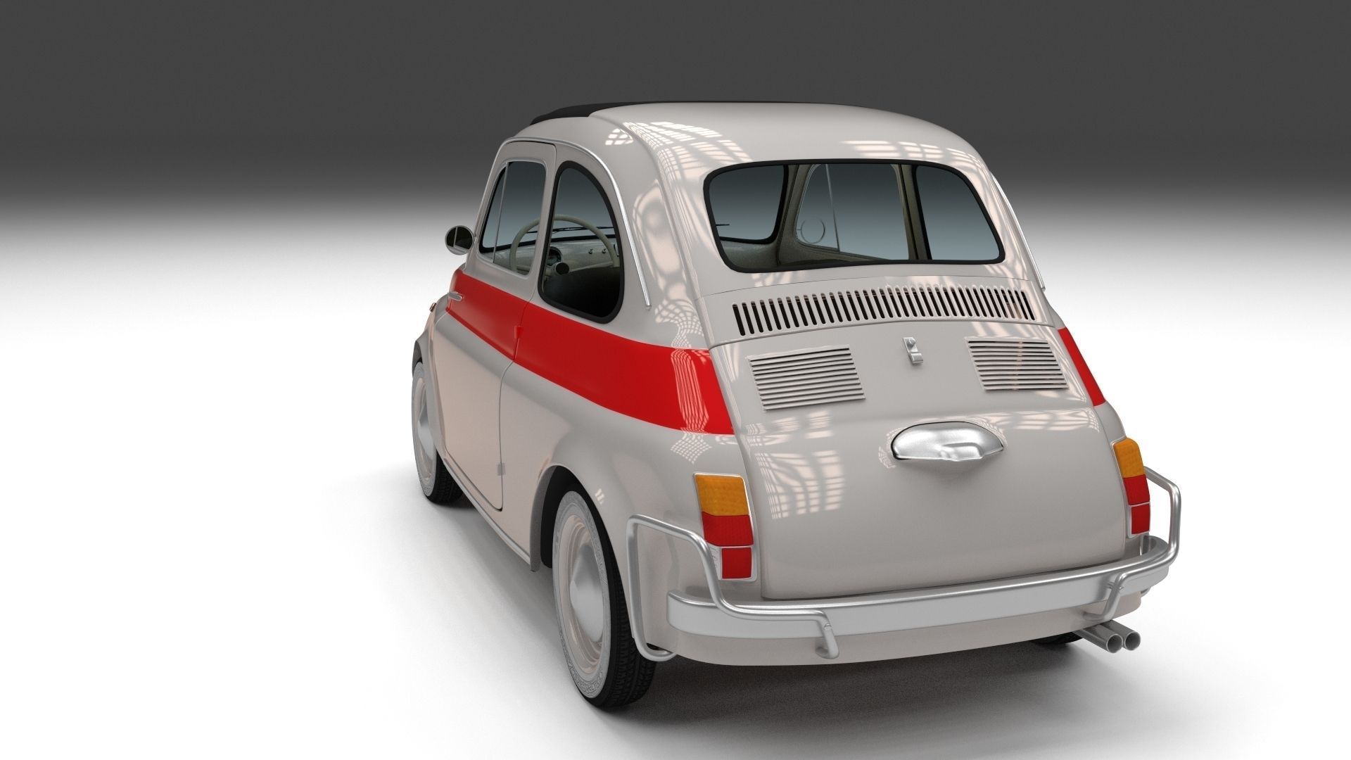 Fiat 500 Nuova Sport 1958 Low-poly 3D model_10