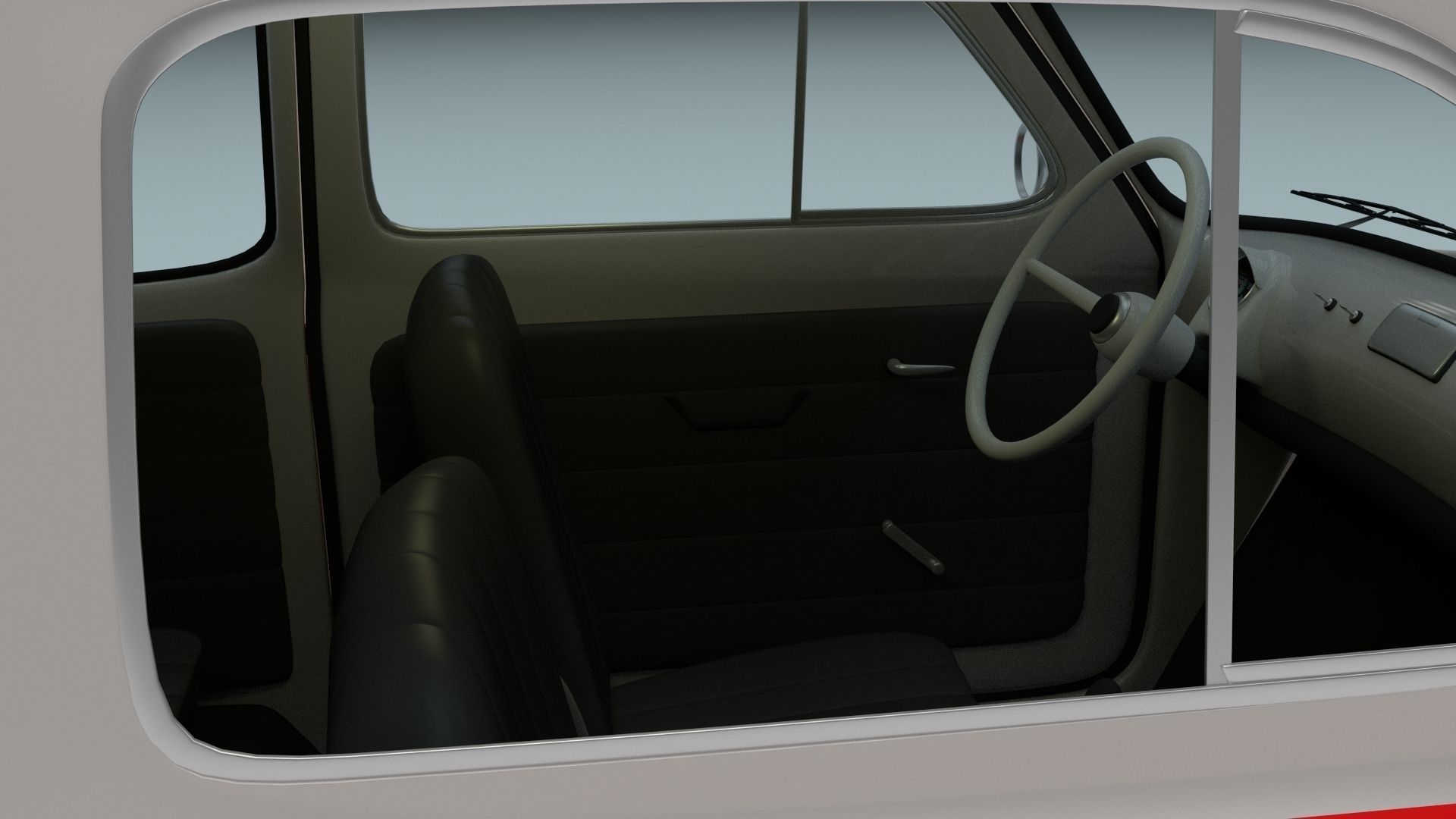 Fiat 500 Nuova Sport 1958 Low-poly 3D model_5