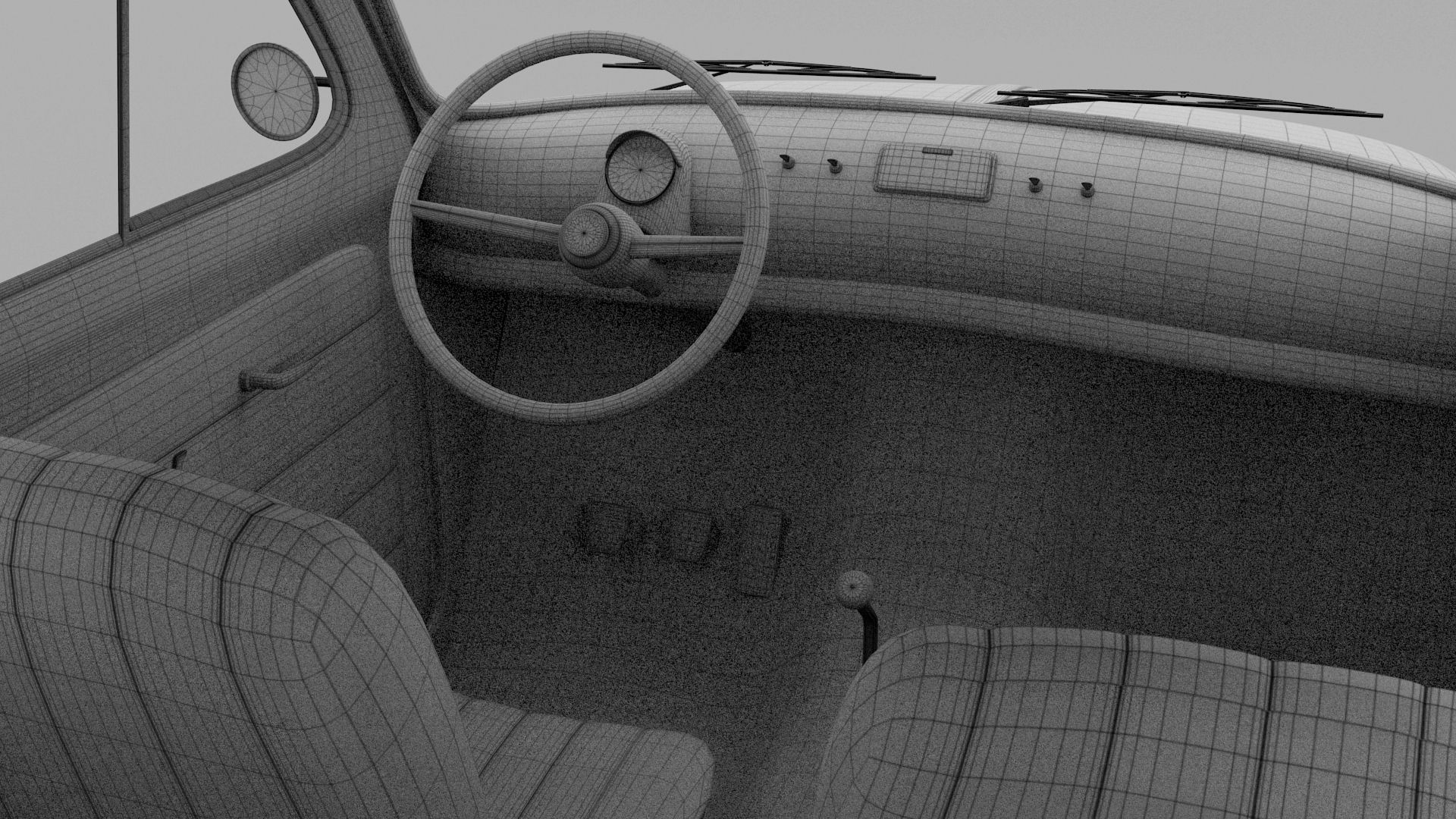 Fiat 500 Nuova Sport 1958 Low-poly 3D model_26