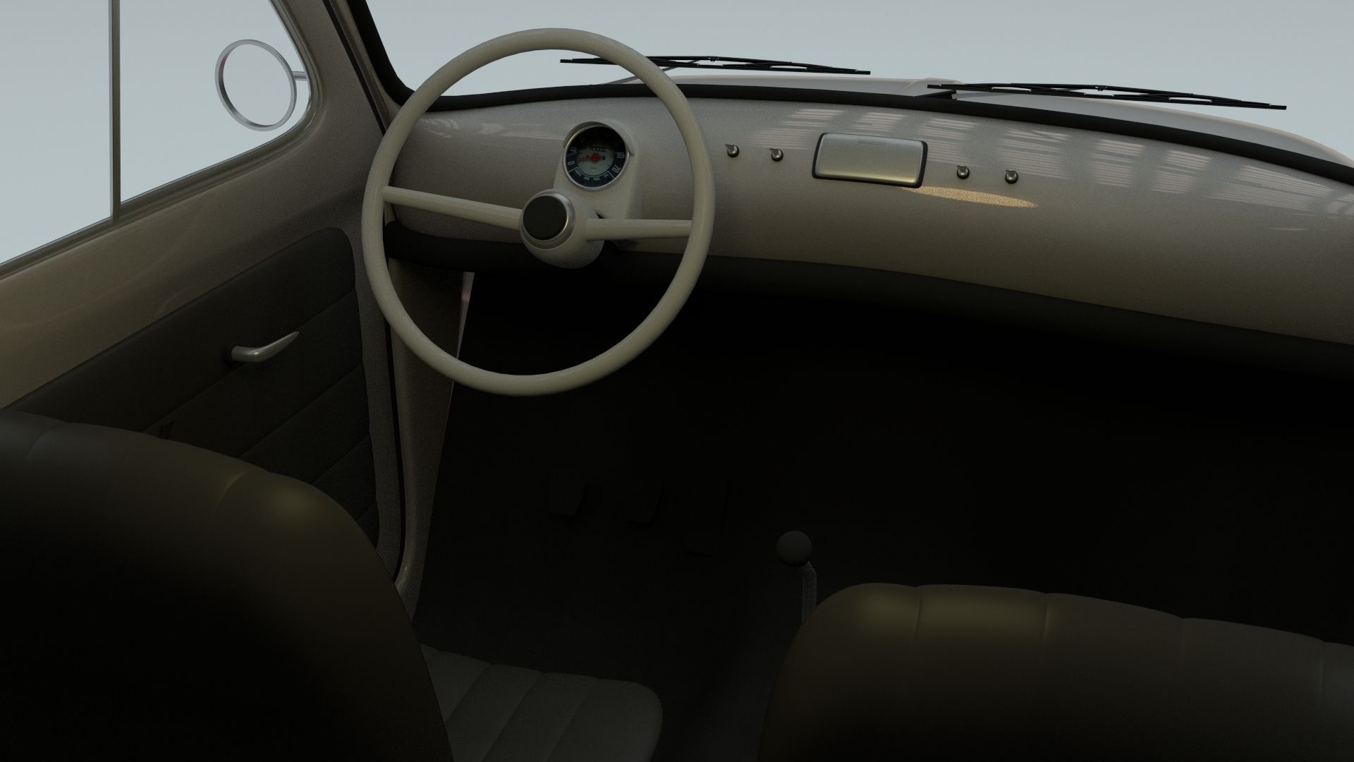 Fiat 500 Nuova Sport 1958 Low-poly 3D model_1