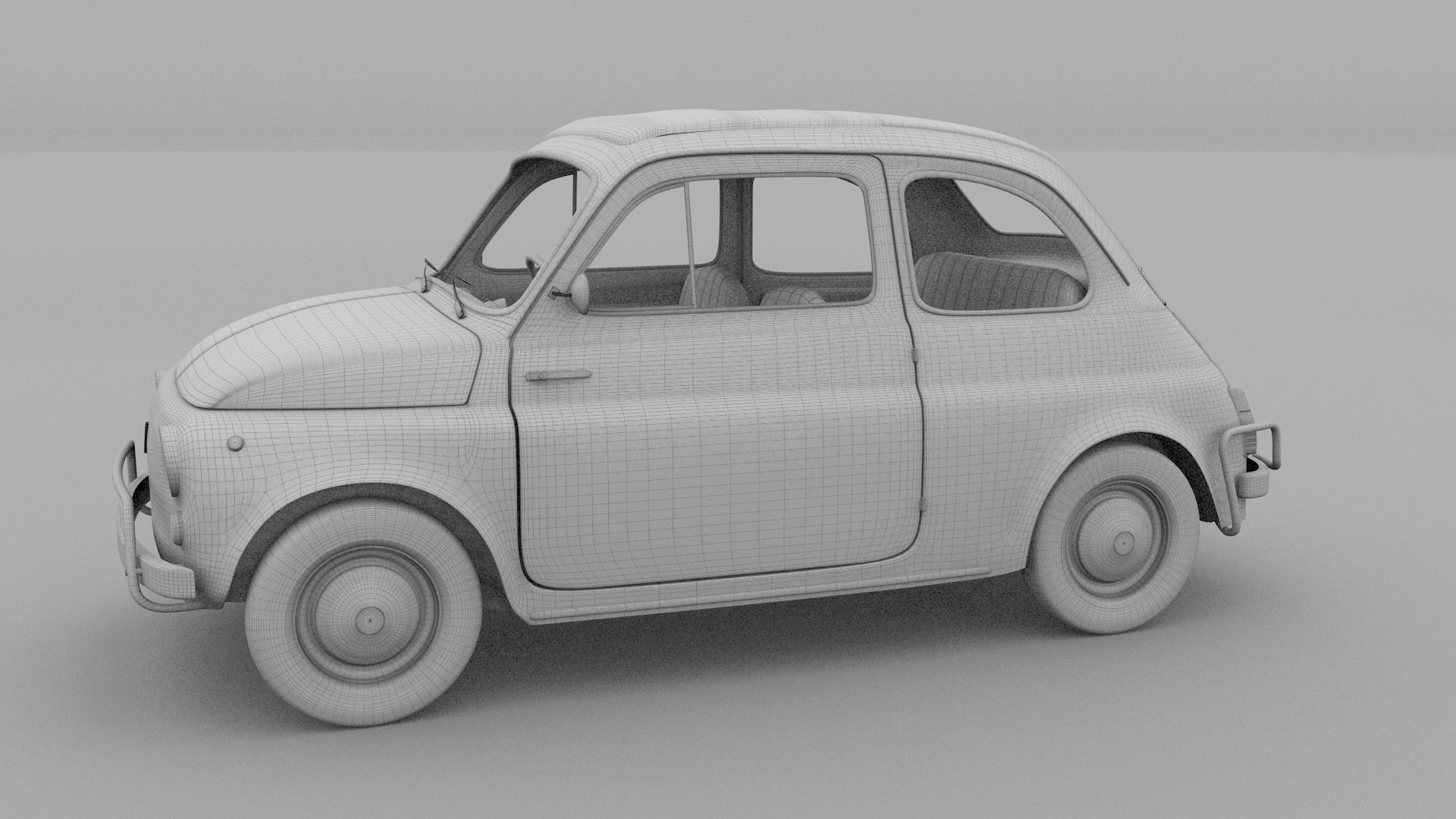 Fiat 500 Nuova Sport 1958 Low-poly 3D model_13