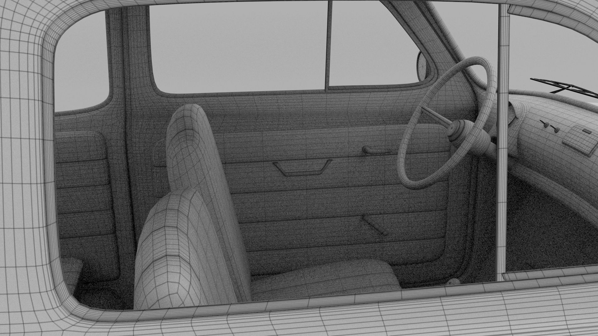 Fiat 500 Nuova Sport 1958 Low-poly 3D model_28
