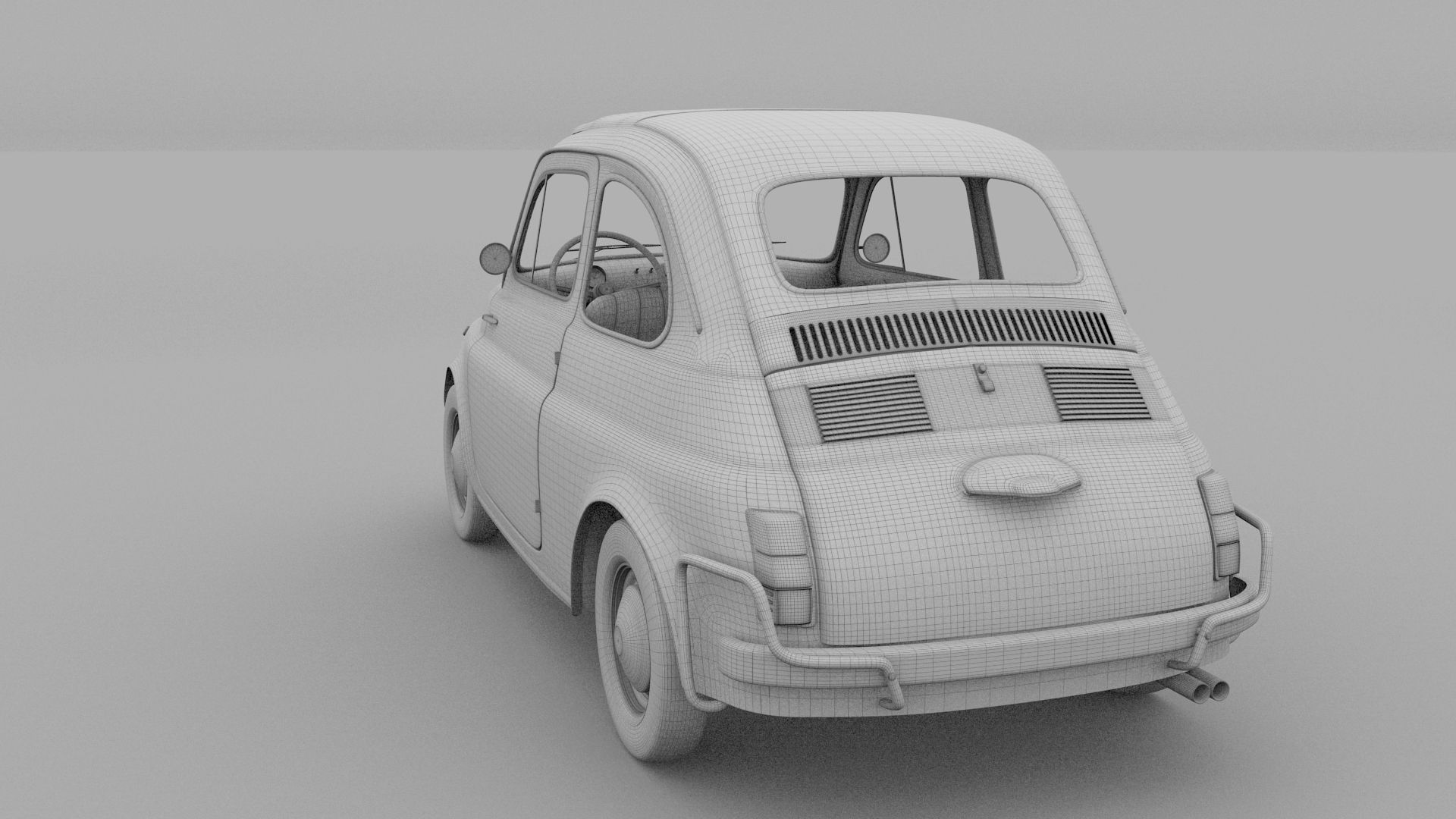 Fiat 500 Nuova Sport 1958 Low-poly 3D model_16