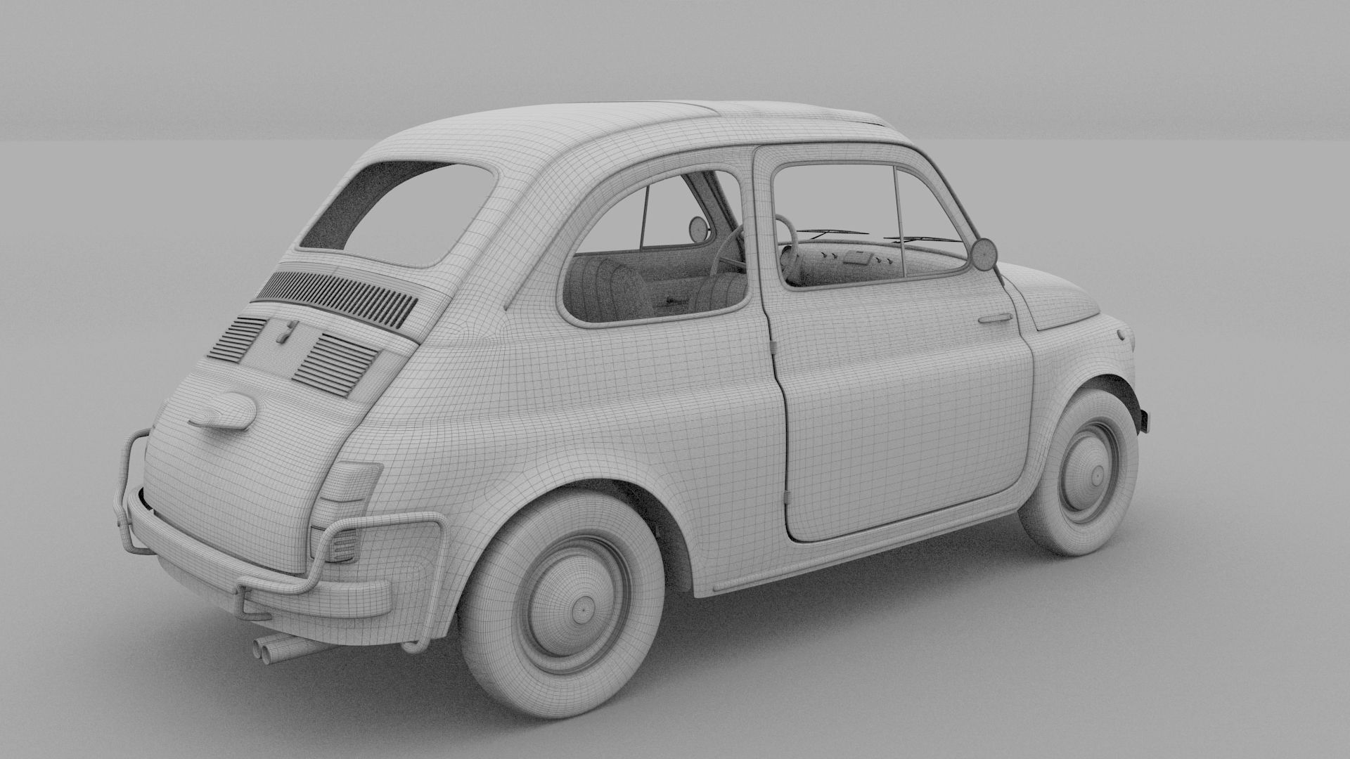 Fiat 500 Nuova Sport 1958 Low-poly 3D model_19