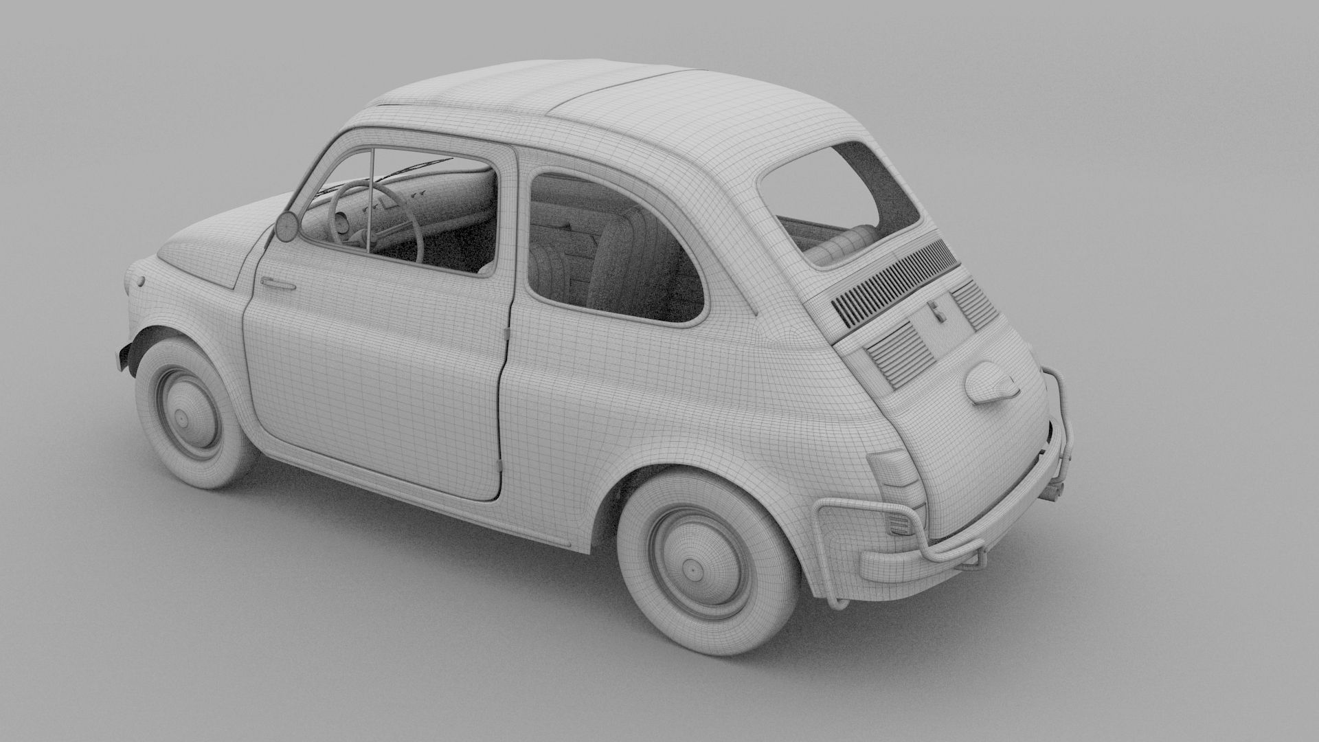 Fiat 500 Nuova Sport 1958 Low-poly 3D model_21