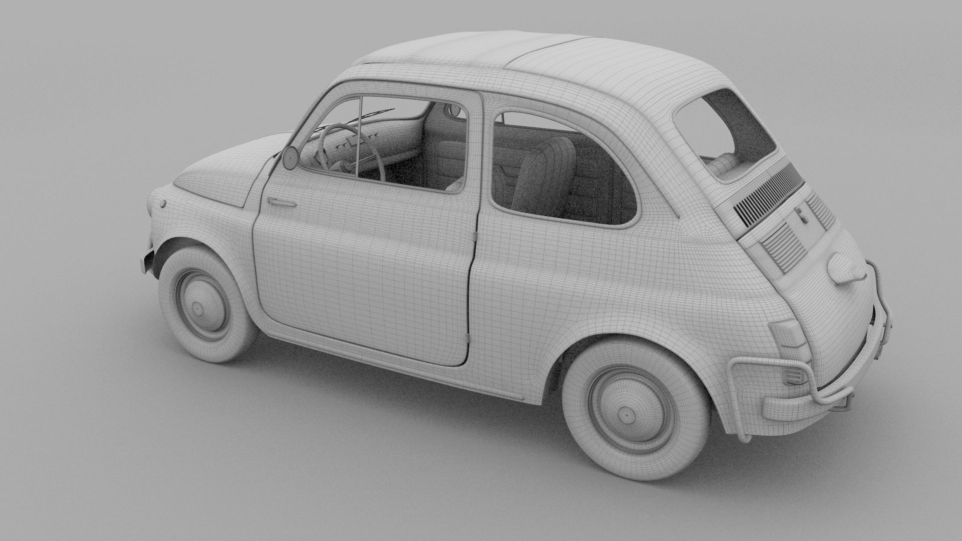 Fiat 500 Nuova Sport 1958 Low-poly 3D model_29