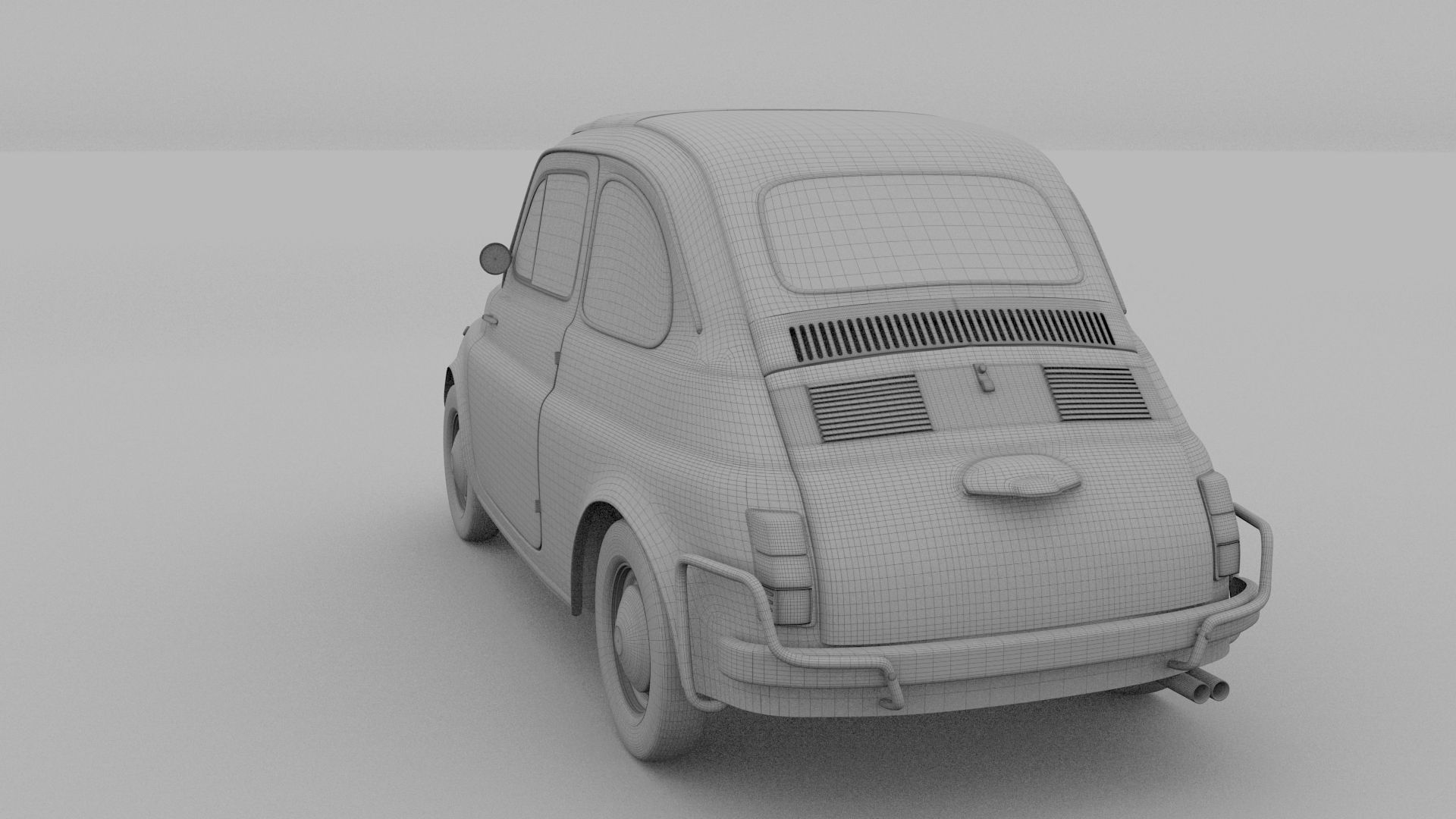 Fiat Nuova Sport 500 1958 Low-poly 3D model_16