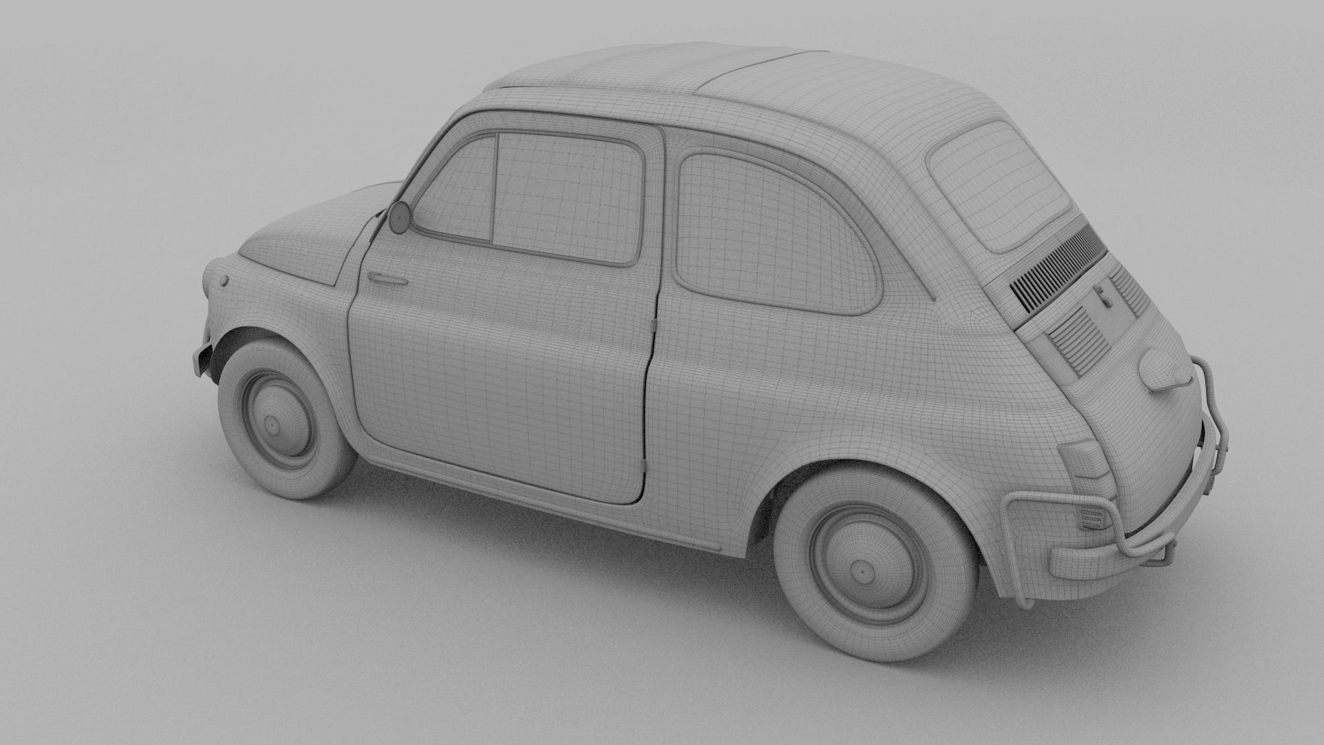 Fiat Nuova Sport 500 1958 Low-poly 3D model_14