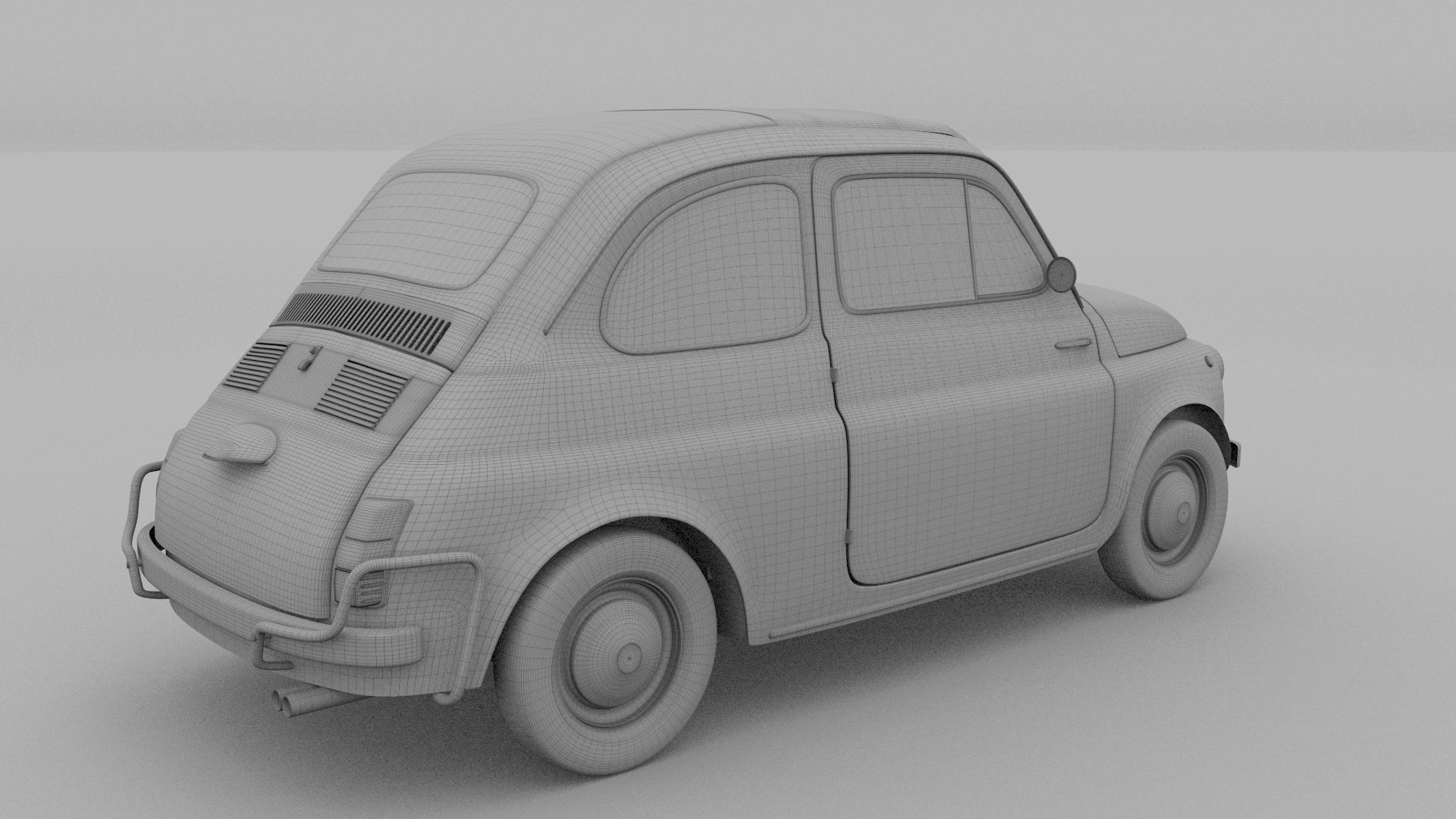 Fiat Nuova Sport 500 1958 Low-poly 3D model_23
