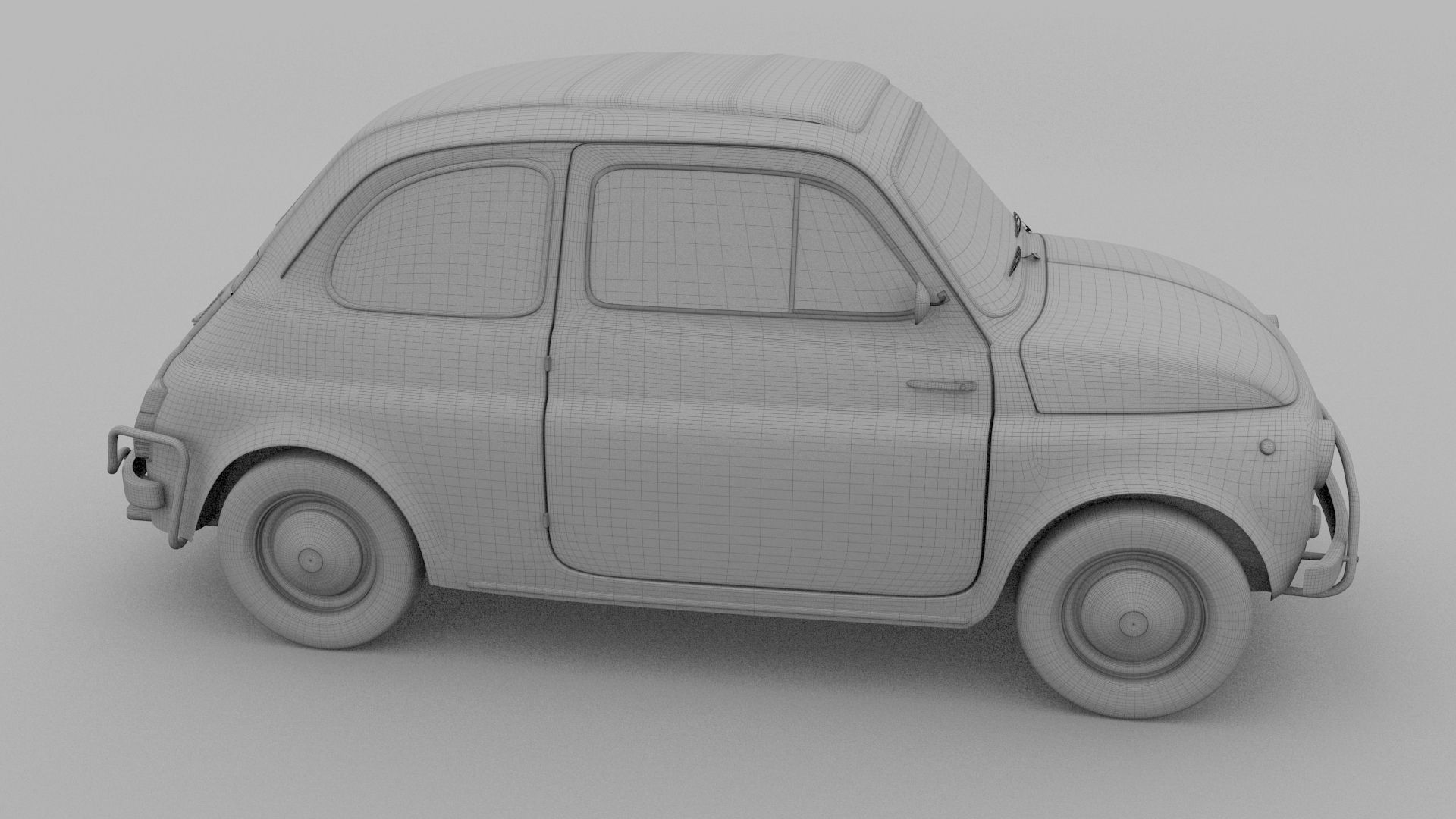 Fiat Nuova Sport 500 1958 Low-poly 3D model_18