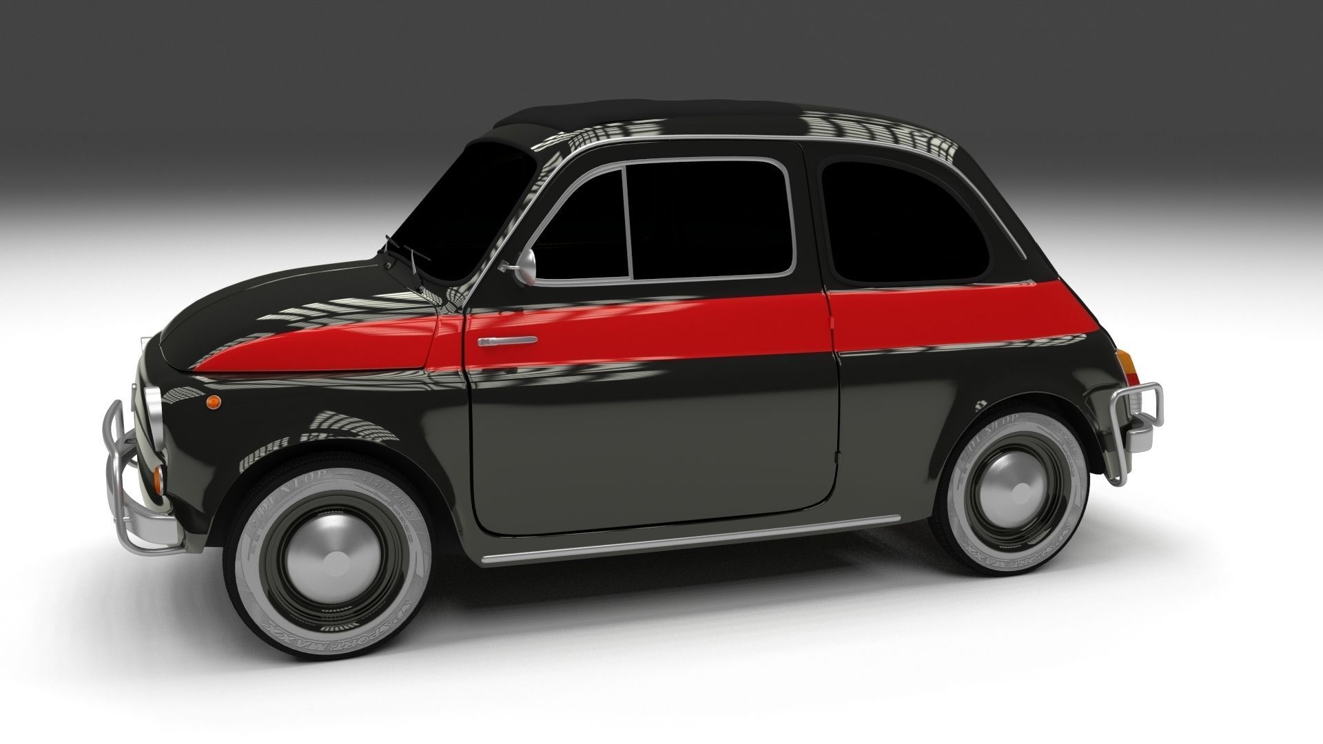 Fiat Nuova Sport 500 1958 Low-poly 3D model_3