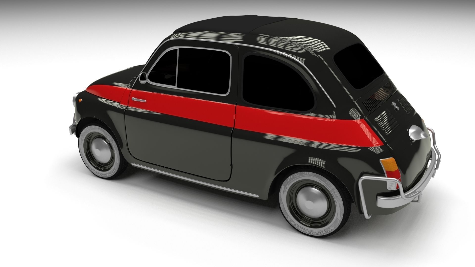 Fiat Nuova Sport 500 1958 Low-poly 3D model_7