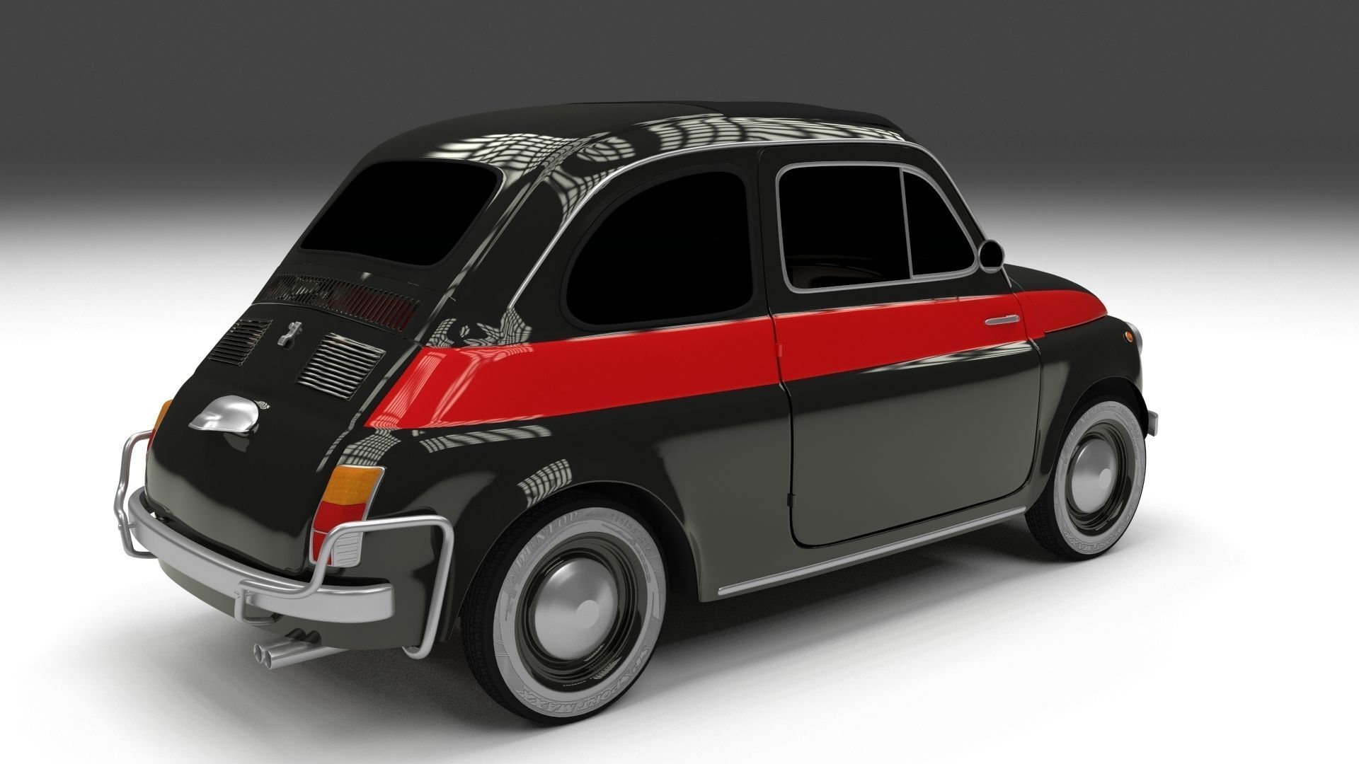 Fiat Nuova Sport 500 1958 Low-poly 3D model_10