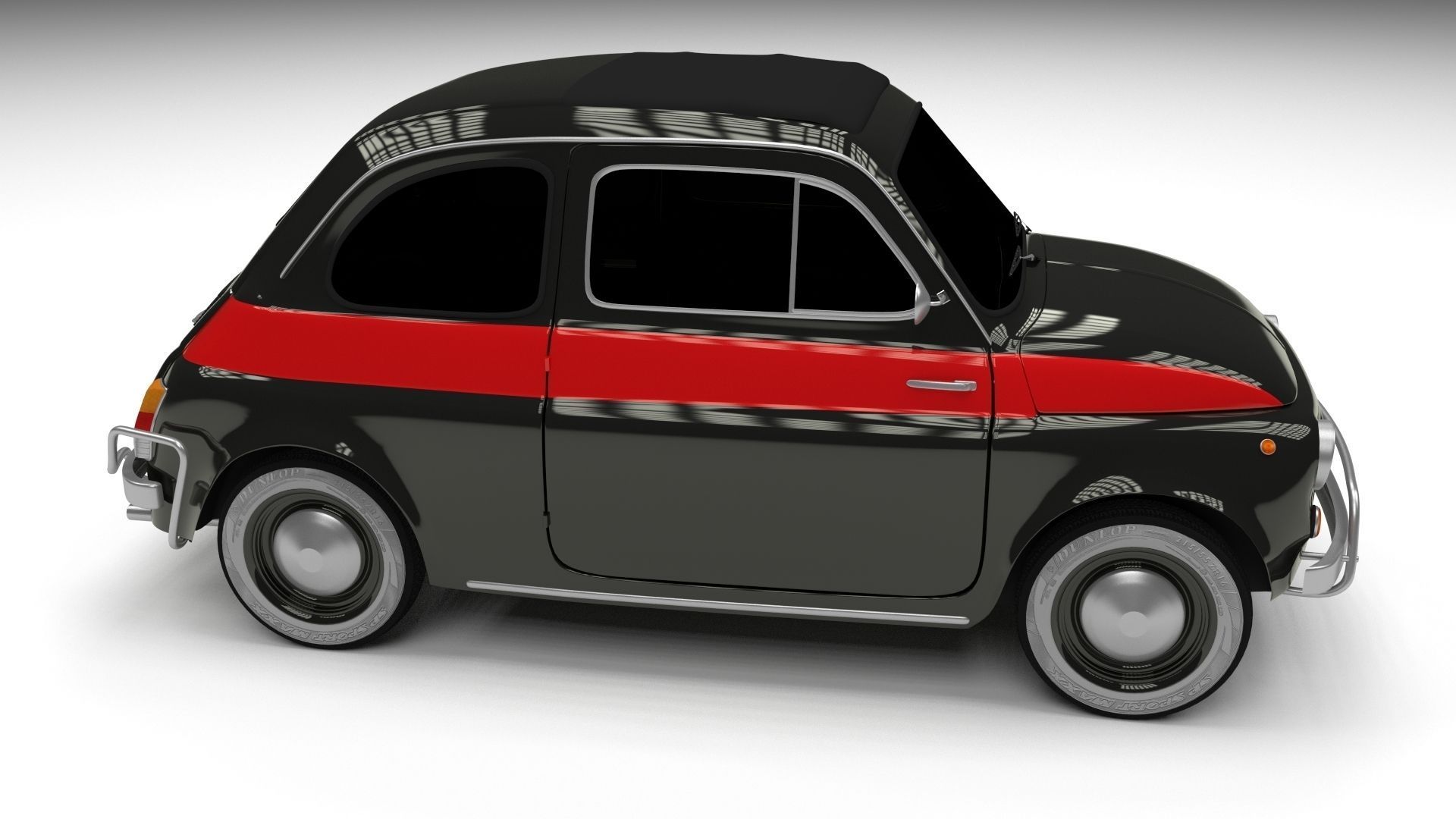 Fiat Nuova Sport 500 1958 Low-poly 3D model_5