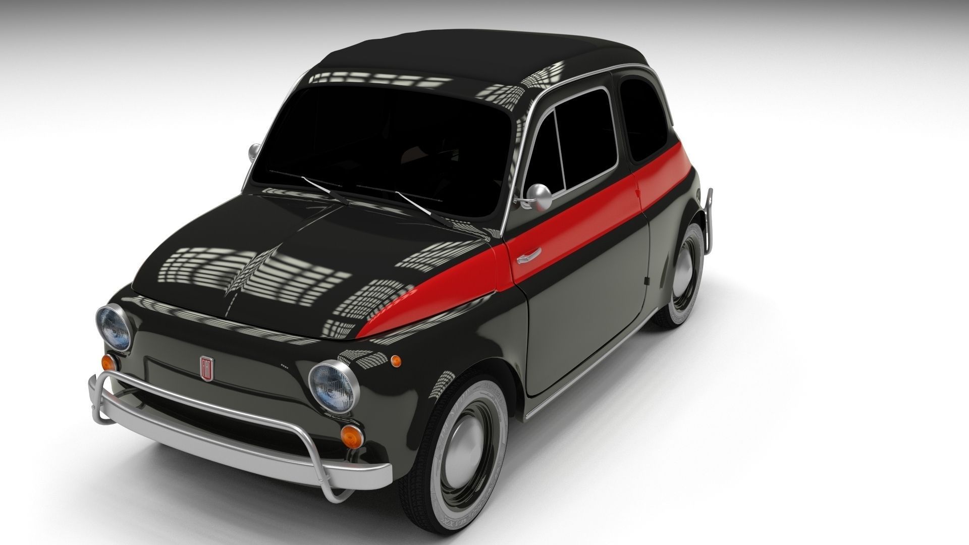 Fiat Nuova Sport 500 1958 Low-poly 3D model_8
