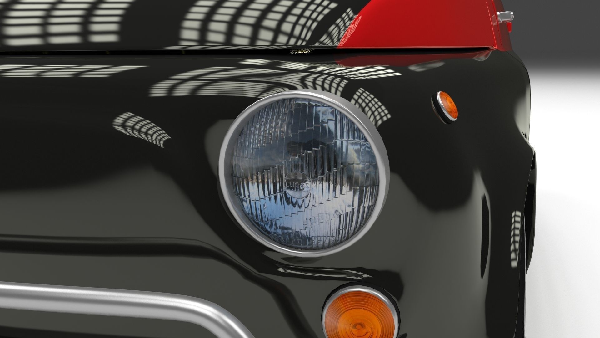 Fiat Nuova Sport 500 1958 Low-poly 3D model_6