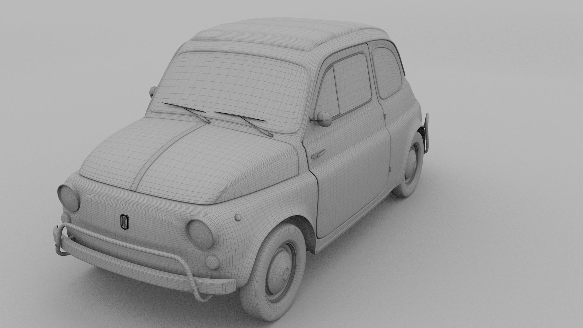 Fiat Nuova Sport 500 1958 Low-poly 3D model_11