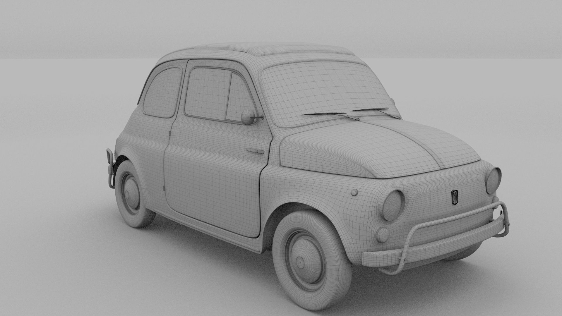 Fiat Nuova Sport 500 1958 Low-poly 3D model_21