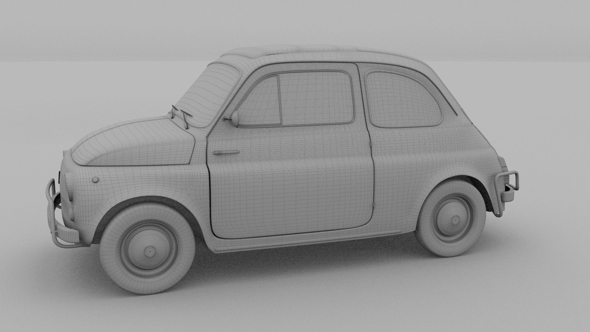 Fiat Nuova Sport 500 1958 Low-poly 3D model_22
