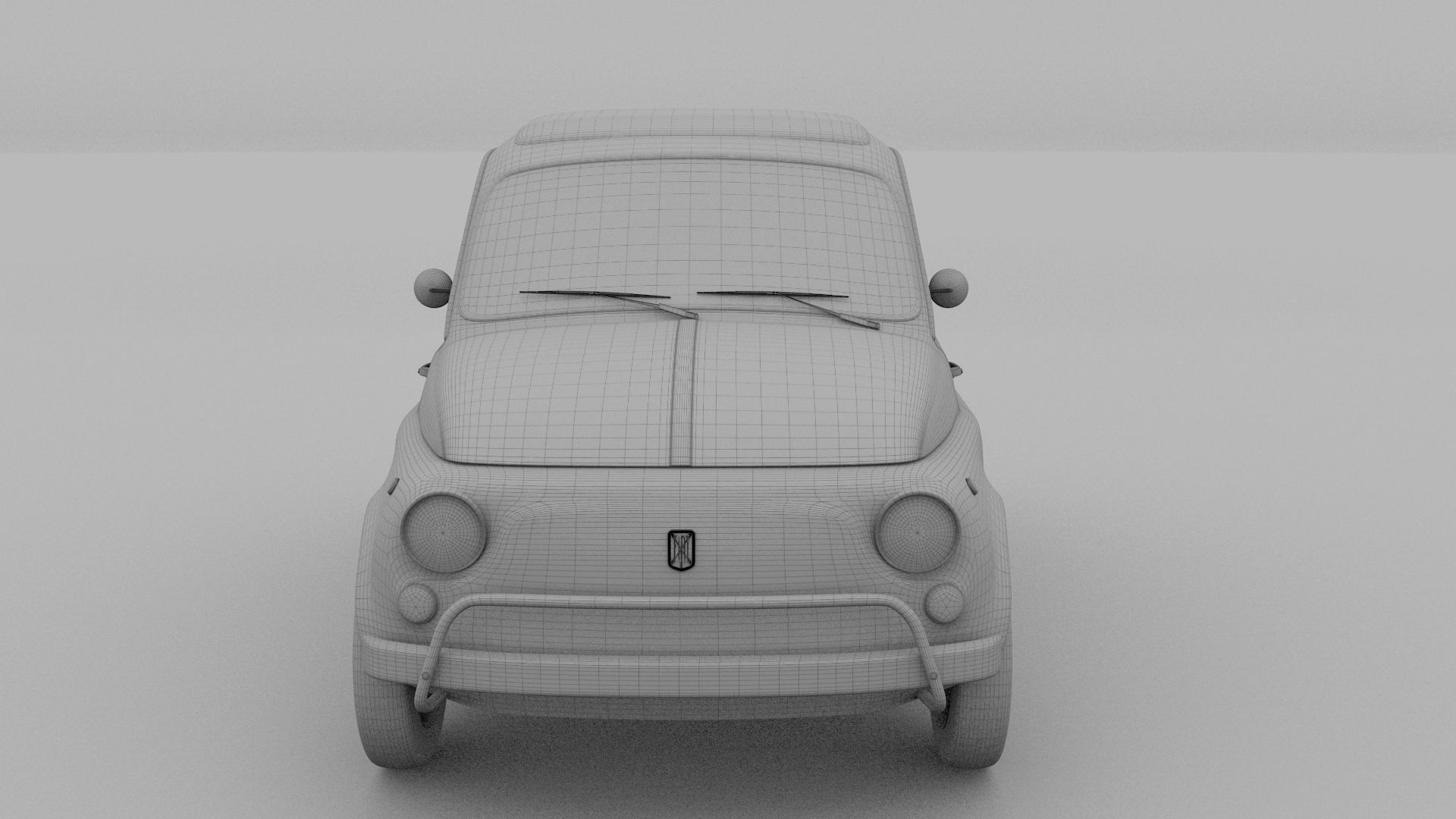 Fiat Nuova Sport 500 1958 Low-poly 3D model_15