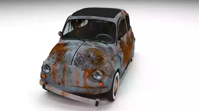 Weathered Fiat 500 Nuova Low-poly 3D model