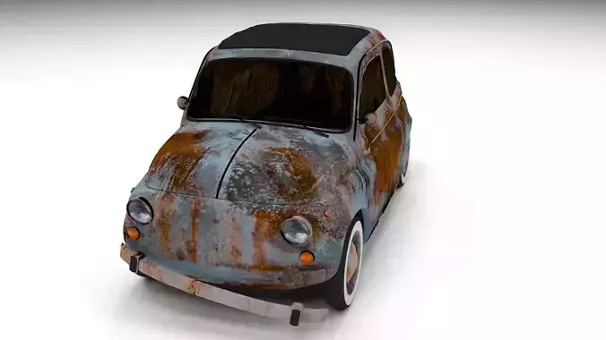 Rusty FIat 500 Nuova Low-poly 3D model
