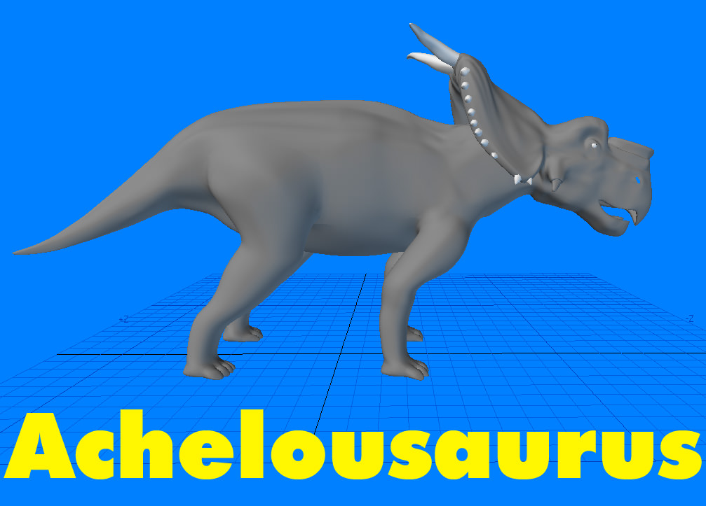 Achelousaurus bull with horns 3D model_2