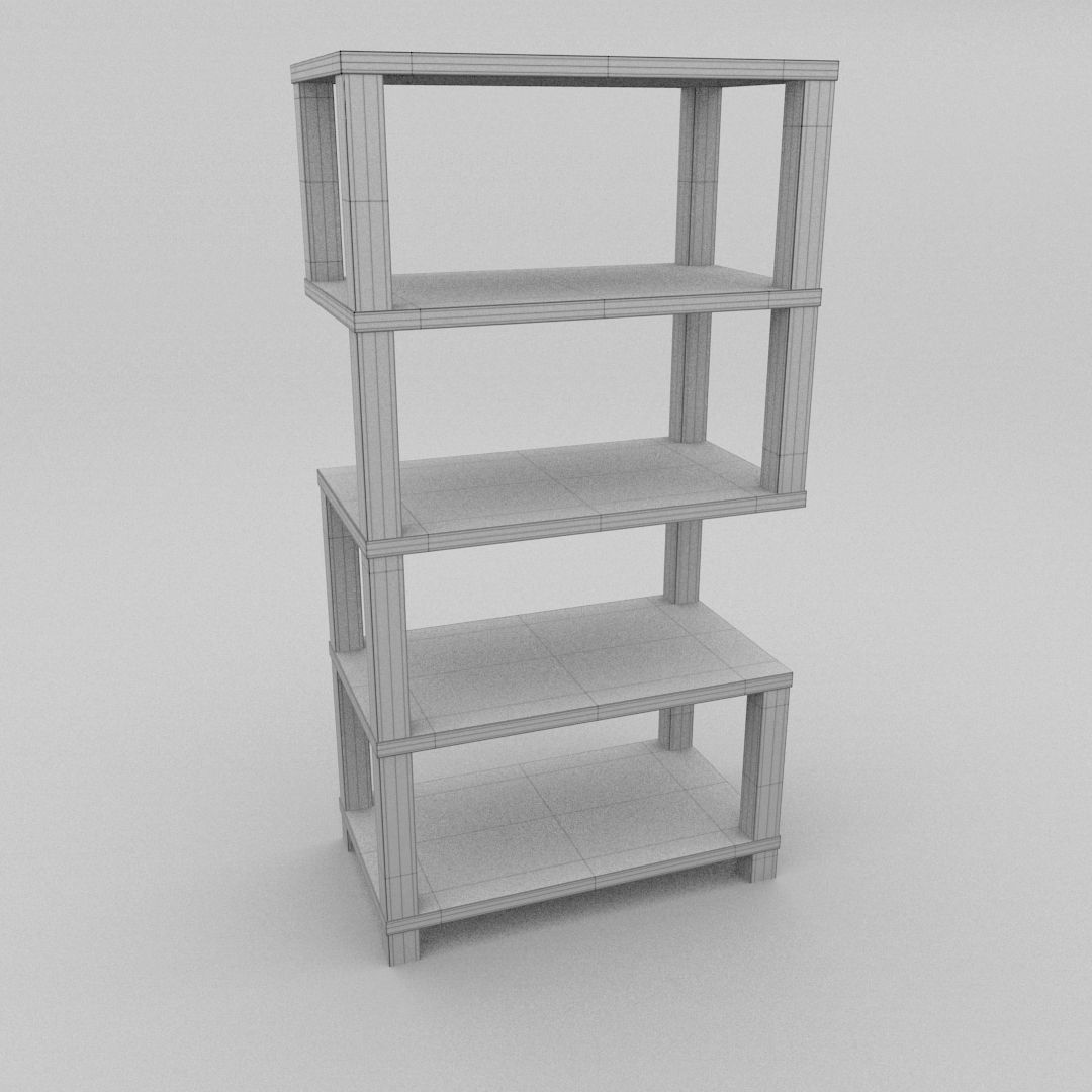 Bookshelf wooden bookcase Low-poly 3D model_7
