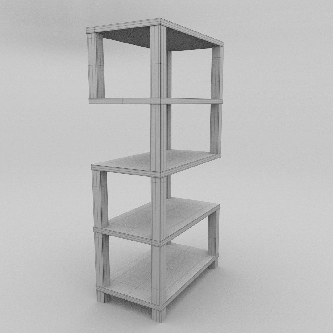 Bookshelf wooden bookcase Low-poly 3D model_8