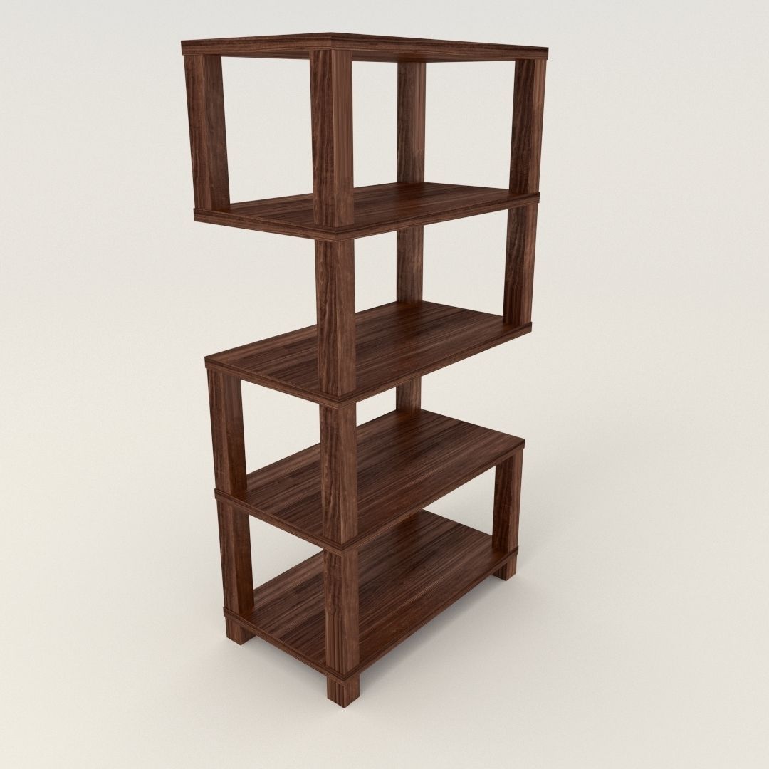 Bookshelf wooden bookcase Low-poly 3D model_2