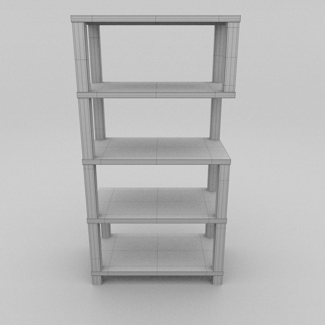 Bookshelf wooden bookcase Low-poly 3D model_5