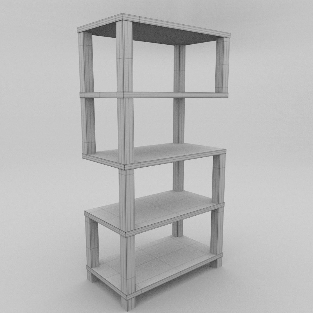 Bookshelf wooden bookcase Low-poly 3D model_6