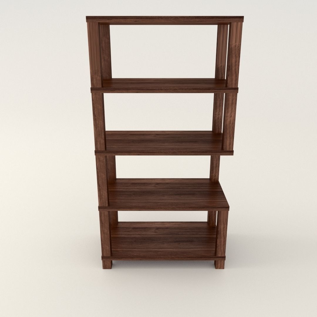 Bookshelf wooden bookcase Low-poly 3D model_1