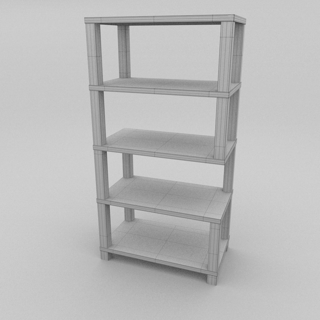 Bookshelf wooden bookcase Low-poly 3D model_9