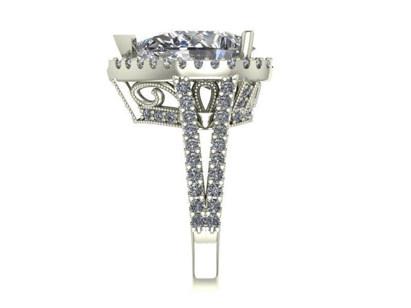 Pear shape halo ring 3D print model_3