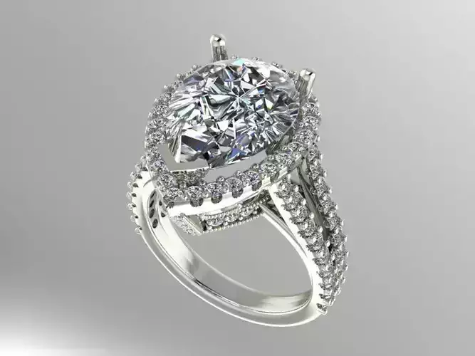 Pear shape halo ring 3D print model