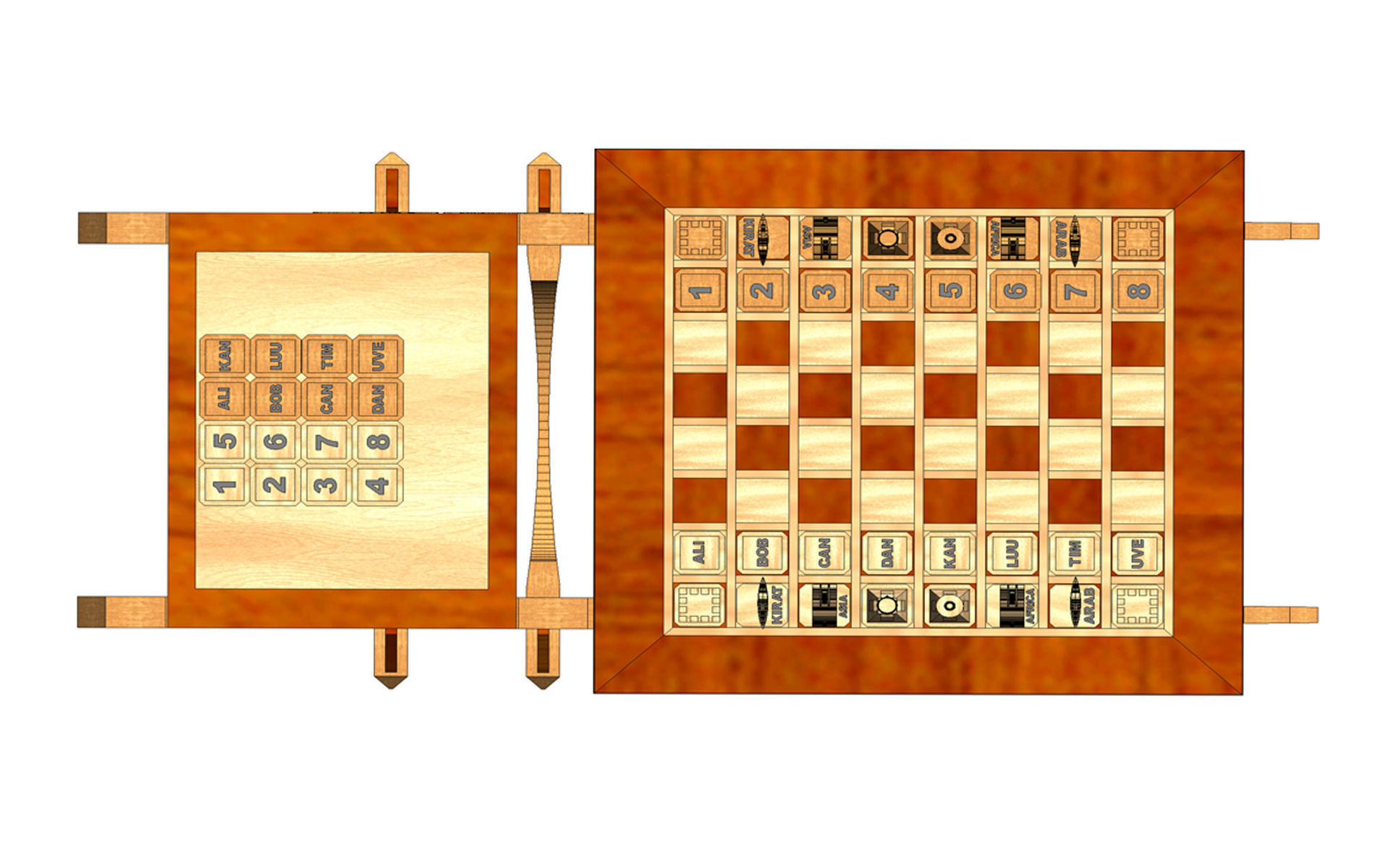 Wooden chess set Low-poly 3D model_3
